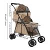 2-Tier Foldable Pet Stroller, Khaki view 2