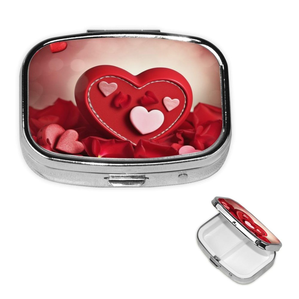 Square Pill Box for Wallet or Bag, 2 Compartments, Portable Travel Pill Organizer