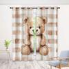 Generic Cute Teddy Bear Nursery Curtains with Grommets, Watercolor Stripes, 2-Piece Set, 140 x 160 cm view 1
