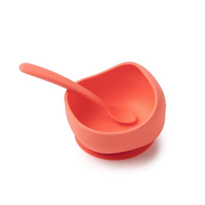 Muchmellow 2-Piece Silicone Baby Feeding Set, Made in Italy, Orange