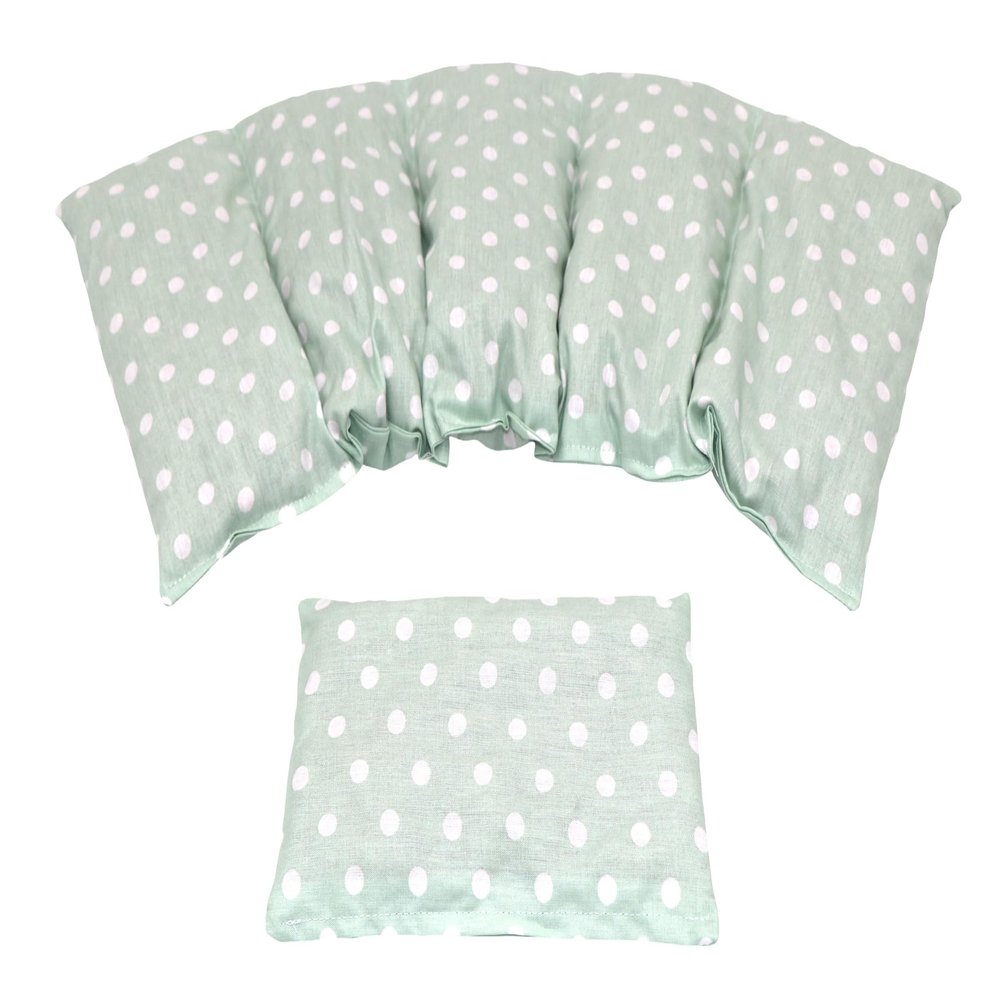 PNKTCHEN PUNKTE Cherry Pit Pillow Set of 2, 5-Chamber + Small, 51 × 21 cm, Heat/Cold Pack, Microwave/Oven (Mint Dots, 3. Wheat)