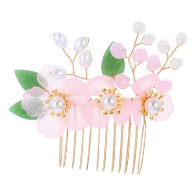 Homoyoyo Jade Bridal Hair Comb with Imitation Jade Flowers and Pearls