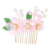 Homoyoyo Jade Bridal Hair Comb with Imitation Jade Flowers and Pearls view 1