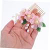 Homoyoyo Jade Bridal Hair Comb with Imitation Jade Flowers and Pearls view 4