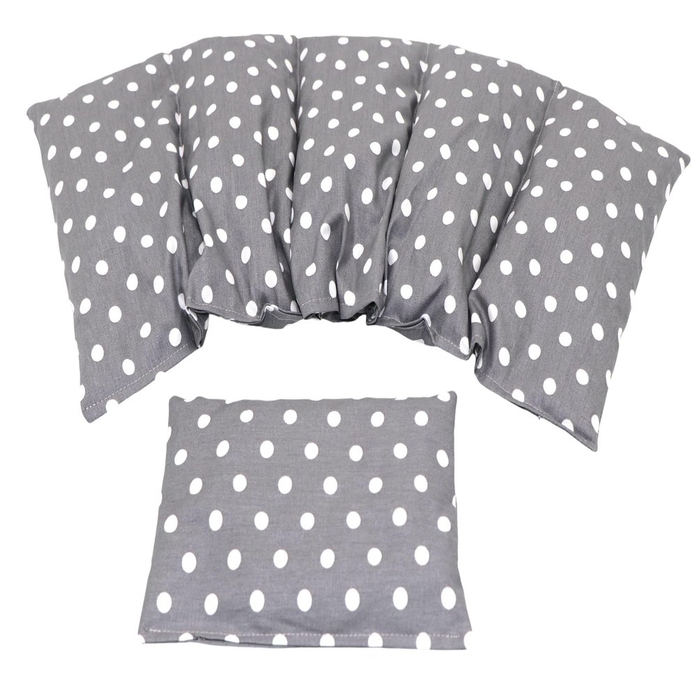 PNKTCHEN DOTS Cherry Pit Heat Pack Set of 2, 5-Chamber + Small, 51 x 21 cm, Gray Dots, Spelt