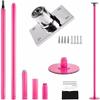 Generic Dance Pole, Spinning/Static Height-Adjustable Stripper Pole with Ceiling Mount and Extension Tube (Pink, 274–287 cm) view 2