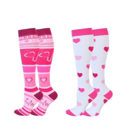 YXADGML Compression Socks, 2 Pairs, Cat Design, Knee-High, 20–30 mmHg, L-XL