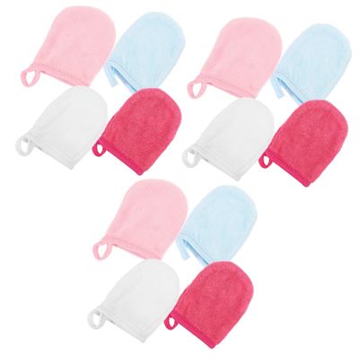 SAFIGLE 3 Sets Microfiber Facial Cleansing Gloves, Soft Makeup Removal Mitts, Reusable and Skin-Friendly, for Home and Travel, 4 Pieces × 3