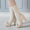 GYYZAYH Women's Vintage Chunky-heel Mary Jane Platform Lolita Shoes, Beige, EU 43 view 2