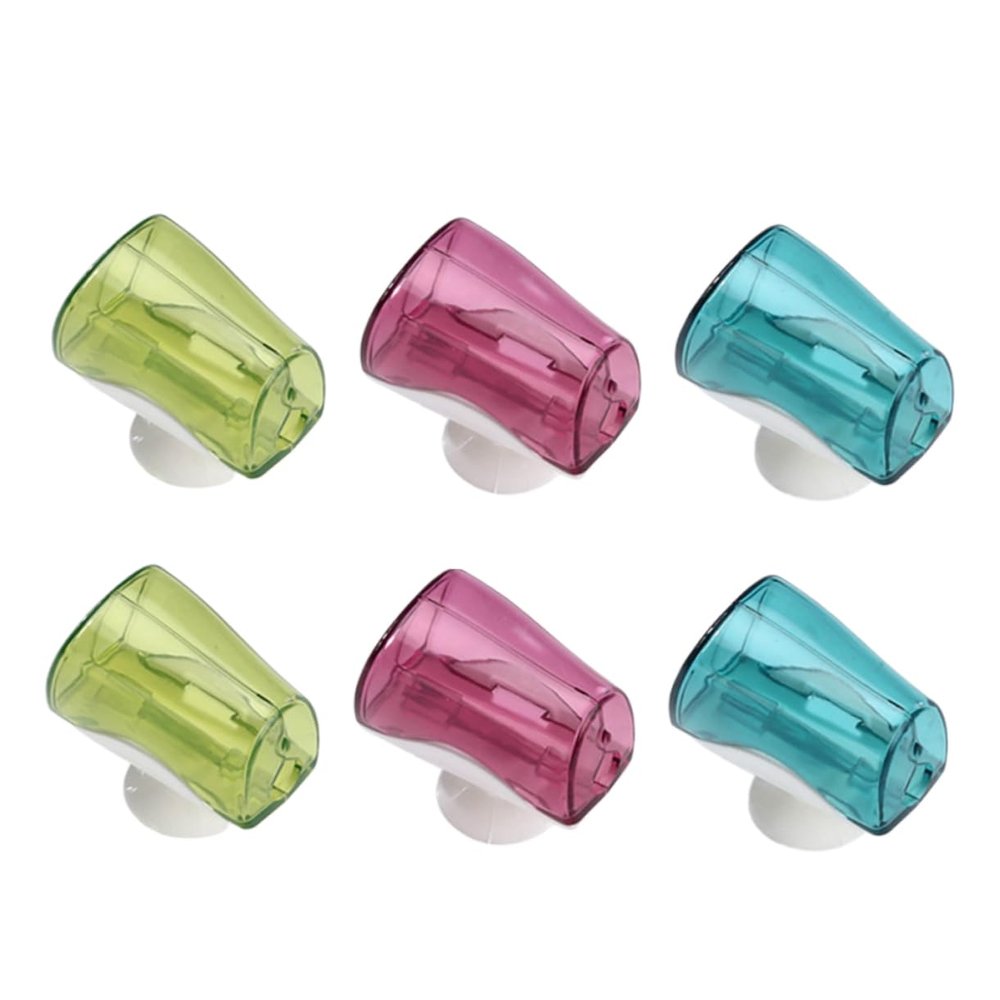 VALICLUD Wall-Mounted Toothbrush Caps with Suction Cups, 6-Pack, Plastic