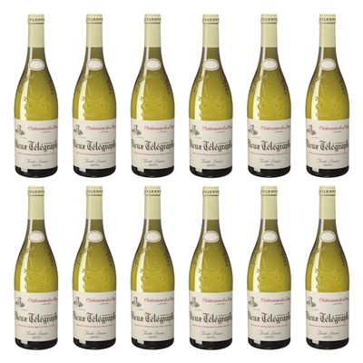 Vignobles Brunier Vieux Télégraphe Blanc La Crau Dry White Wine from France incl. FeinWert E-Book (12 x 0.75 L)