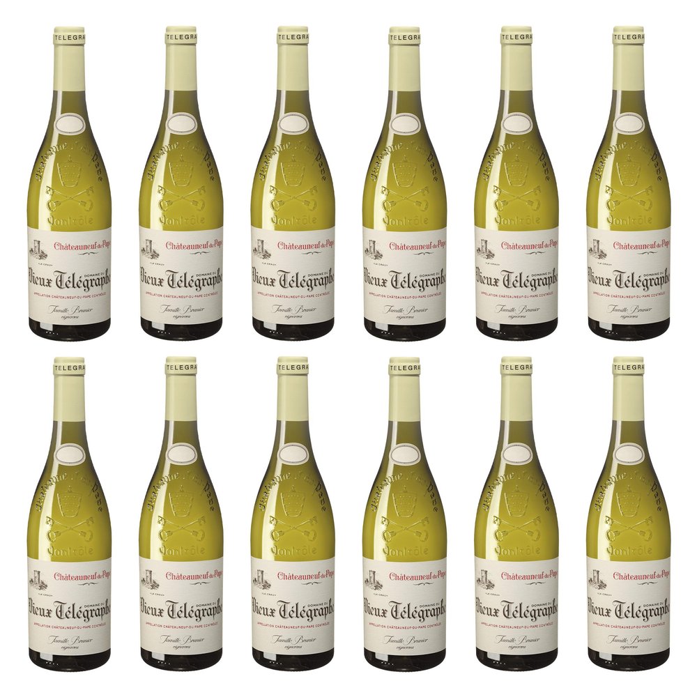 Vignobles Brunier Vieux Télégraphe Blanc La Crau Dry White Wine from France incl. FeinWert E-Book (12 x 0.75 L)