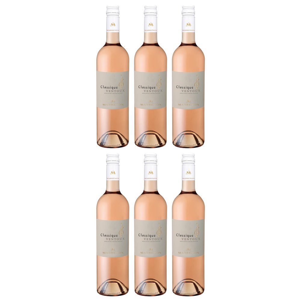Marrenon Classique Ventoux Dry Rosé Wine, France with FeinWert E-Book (6 x 0.75 L)