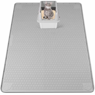 Bartuke XXL Cat Litter Mat, 50''x35'' Silicone Litter Catcher (Gray)