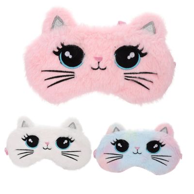 YOSADIER 3-Pack Plush Sleep Masks for Kids with Satin, Cotton, Elastic Band and Cartoon Designs