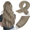 Easyouth Microring Remy Human Hair Extensions, Light Brown Highlights, Platinum Blonde, 45 cm, 50 g, #P8/60 view 1