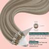 Easyouth Microring Remy Human Hair Extensions, Light Brown Highlights, Platinum Blonde, 45 cm, 50 g, #P8/60 view 4
