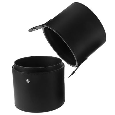 Portable Black PU Makeup Brush Case with Lid