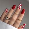 Ztcily Christmas Artificial Nails, Red and White, Long Square French Tips view 1