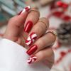 Ztcily Christmas Artificial Nails, Red and White, Long Square French Tips view 2