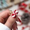 Ztcily Christmas Artificial Nails, Red and White, Long Square French Tips view 3