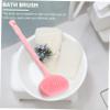 Pink Silicone Shower Brush with Long Handle view 3