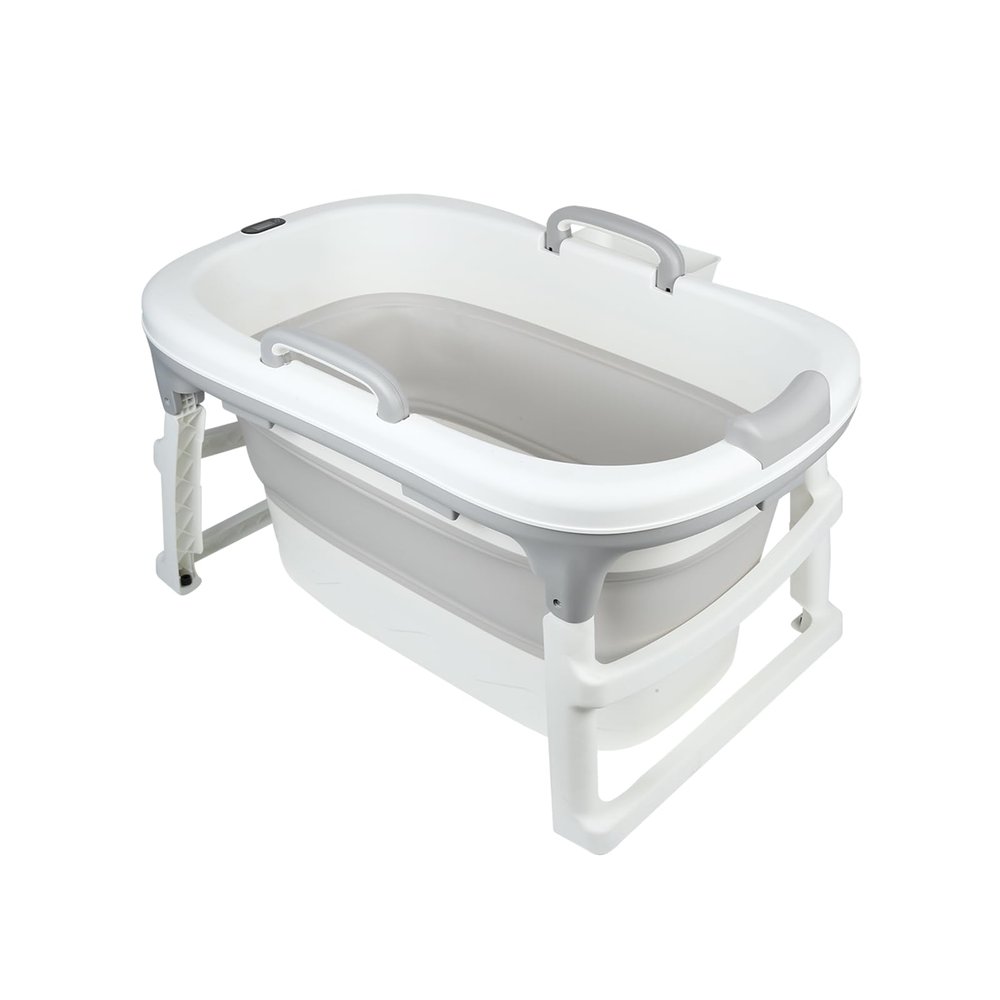 Foldable Portable Kids' Bathtub with Storage, 99 x 62 x 52.9 cm, Gray