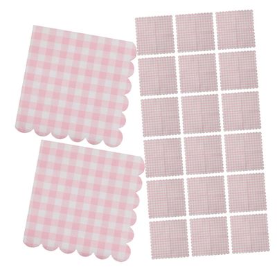 Pink Checkered Paper Napkins, 40 Count, Wavy Edge
