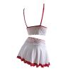 Generic Women's Lingerie Transparent Lace Mini Skirt Costume Set with Red Bodysuit (2-White, L) view 4