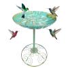 Iouyjiu Outdoor Bird Bath with Iron Pedestal, No-Kneeling Waterer, Planter and Statue view 1
