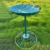 Iouyjiu Outdoor Bird Bath with Iron Pedestal, No-Kneeling Waterer, Planter and Statue view 2