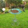 Iouyjiu Outdoor Bird Bath with Iron Pedestal, No-Kneeling Waterer, Planter and Statue view 3