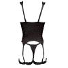 Women's Feminine Velvet Heart-Shaped Teddy Corset with Straps (Black, L) view 3