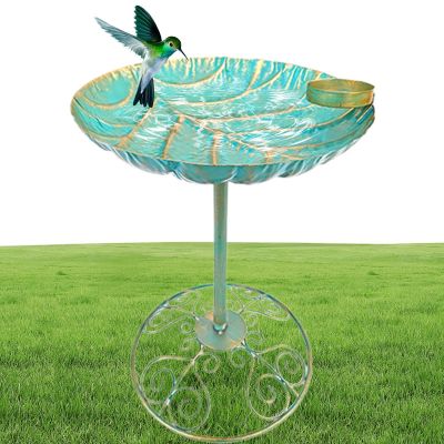 Outdoor Decorative Metal Bird Bath, Garden Statue and Water Feeder
