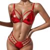 Women's Sexy PU Harness Lingerie Set, 2-Piece, Red, L view 1