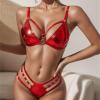Women's Sexy PU Harness Lingerie Set, 2-Piece, Red, L view 3