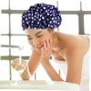 VALICLUD Women's Double-Layer EVA Shower Cap, Adjustable, Polka Dot, Blue view 4