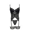 Long, Seductive European Women's Lace Bodysuit Lingerie Set with Garters (Black #4, M) view 2