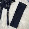 Long, Seductive European Women's Lace Bodysuit Lingerie Set with Garters (Black #4, M) view 4