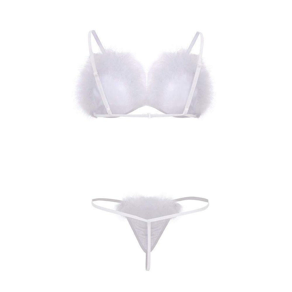 Generic Nylon Lingerie Set with V-Neck Lace Camisole and Shorts (C-White, S)