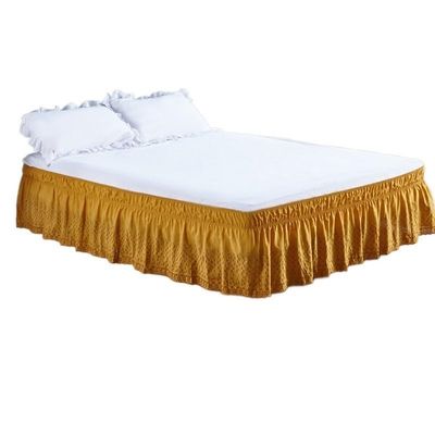 LIUHLFSR Thickened, High-Quality Ruffled Bed Skirt, 38.1 cm Drop, Golden, Custom Size
