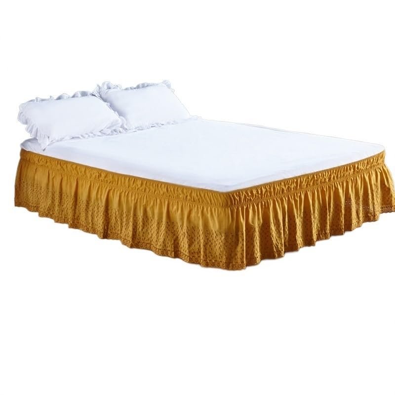LIUHLFSR Thickened, High-Quality Ruffled Bed Skirt, 38.1 cm Drop, Golden, Custom Size