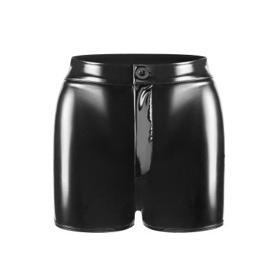 Generic Lingerie Men's Shaping Shorts in High-Gloss PVC Leather for Women with Flat Corners, Lingerie Thong (Black, L)