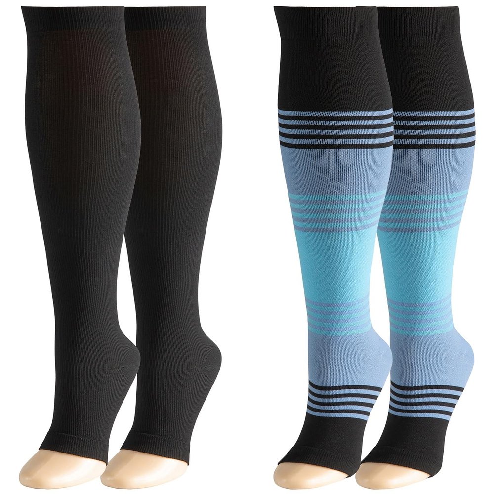 2 Pairs Compression Socks for Men & Women, 15-25mmHg
