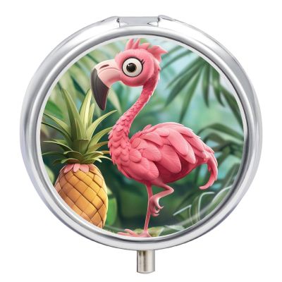 Pineapple Flamingo Pill Box, 3 Compartments