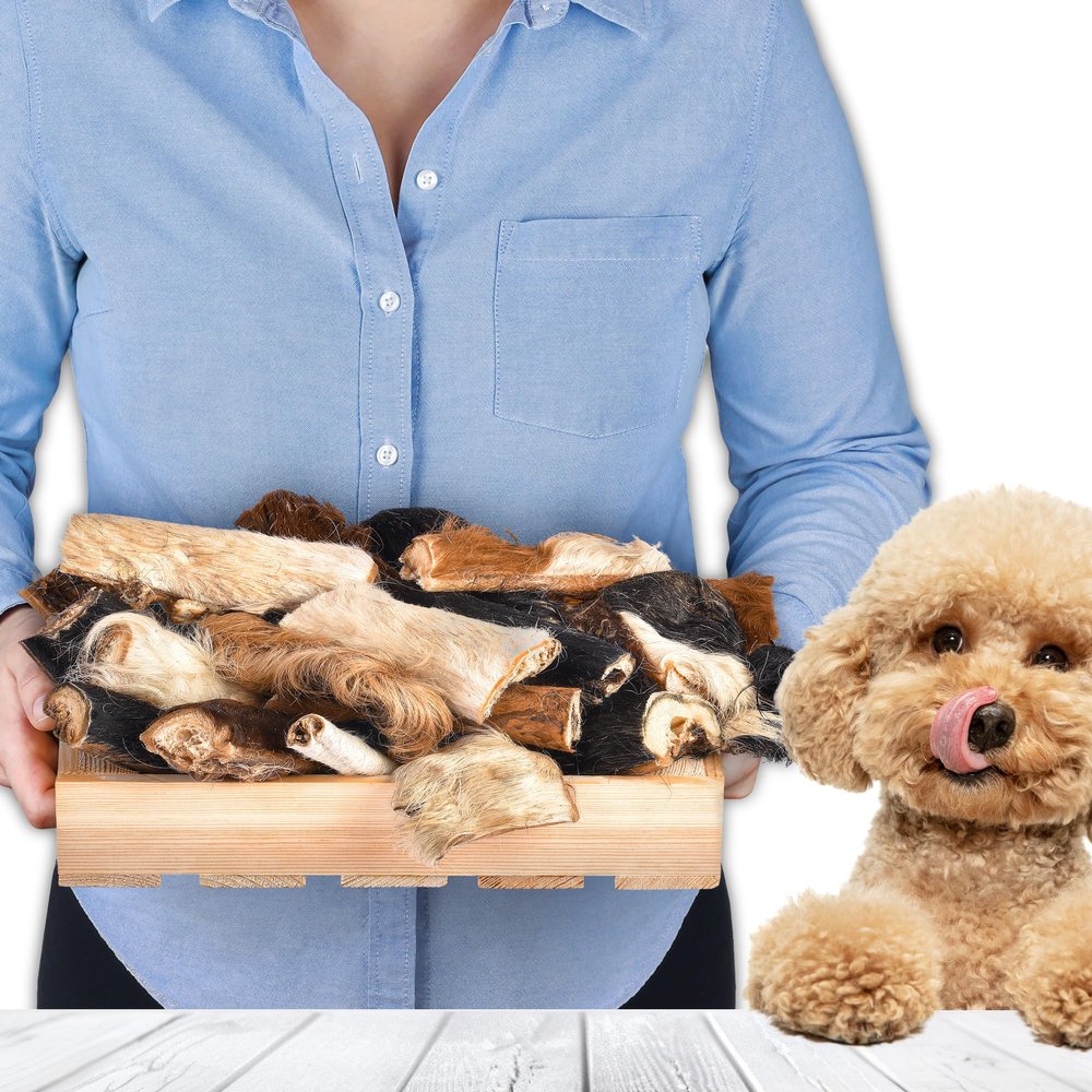 Air-Dried Beef Hide with Fur for Dogs, 1 kg (approx. 15–20 pieces)