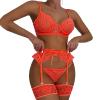 Generic Patent Leather Women's Lingerie Garter Set with Stockings or Foot Straps (Orange, XL) view 1