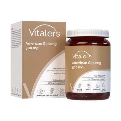 Vitaler's American Ginseng 500 mg - 60 Vegan Capsules, 2-Month Supply, No Preservatives, Pure Formula