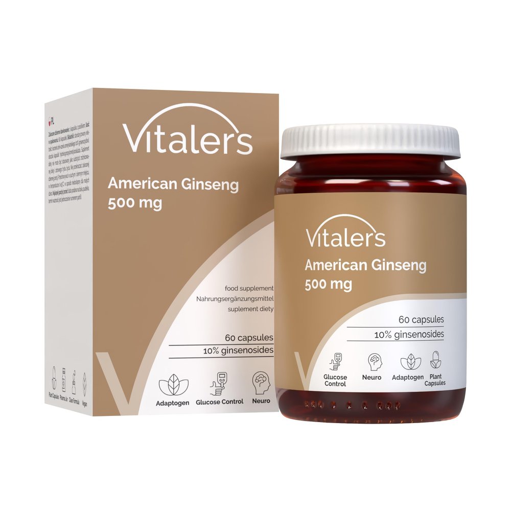 Vitaler's American Ginseng 500 mg - 60 Vegan Capsules, 2-Month Supply, No Preservatives, Pure Formula