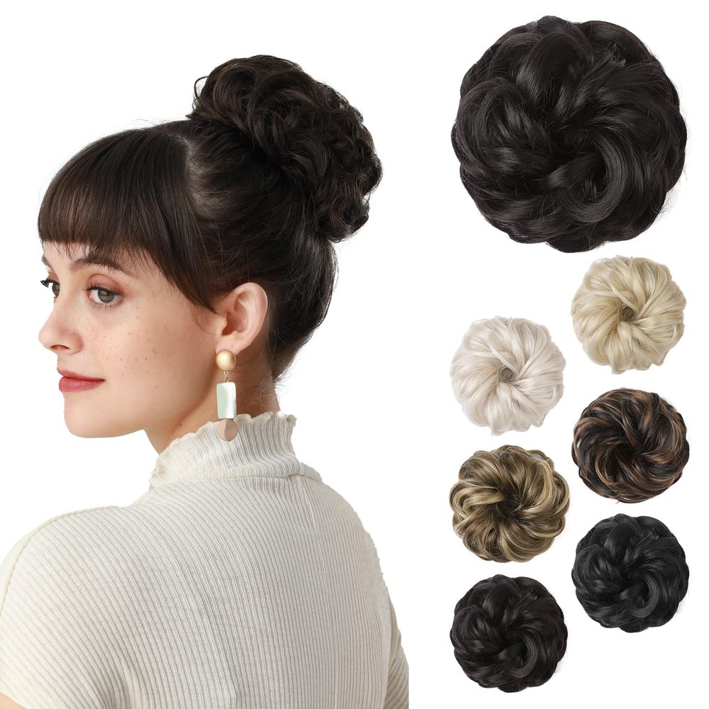 Messy Bun Hairpiece, Thick Tousled Updo, Elastic Bun for Women, Synthetic Ponytail Extension